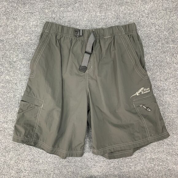 First Ascent Hiking Shorts Mens L Large Green Brief Lined Nylon Active Outdoor - Picture 2 of 10